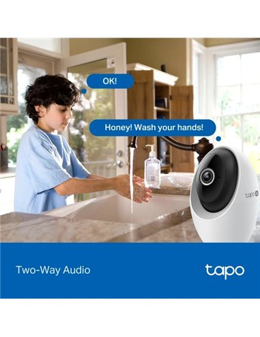 TP-Link Tapo C260 Cámara de Vigilancia 360º Interior, 4K 8MP, Detección IA, Reconocimiento Facial, Visión Nocturna Monitor