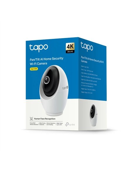 TP-Link Tapo C260 Cámara de Vigilancia 360º Interior, 4K 8MP, Detección IA, Reconocimiento Facial, Visión Nocturna Monitor