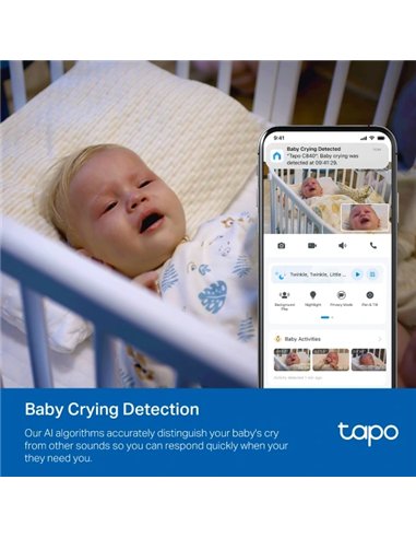 TP-Link Tapo C840 Cámara para Bebés WiFi 2K QHD Visión Nocturna Audio Bidireccional Monitor