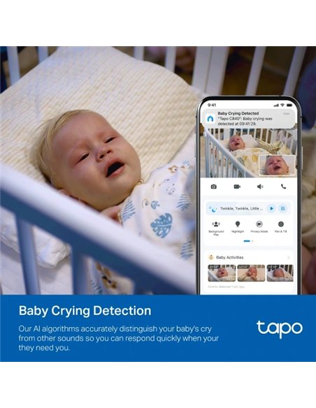 TP-Link Tapo C840 Cámara para Bebés WiFi 2K QHD Visión Nocturna Audio Bidireccional Monitor