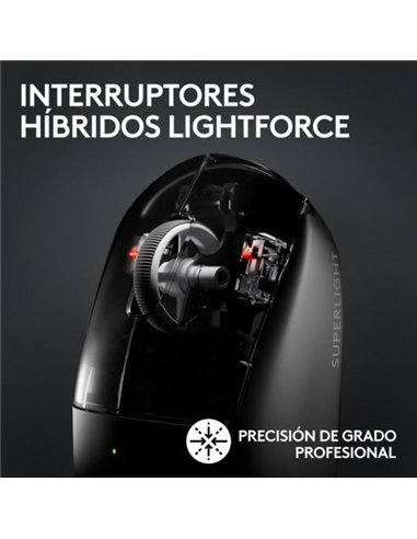 Logitech G PRO X Superlight 2 Lightspeed Ratón Inalámbrico Gaming Negro 44000 DPI