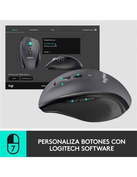 Logitech M705 Marathon Ratón Inalámbrico 1000 DPI