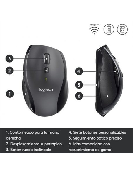 Logitech M705 Marathon Ratón Inalámbrico 1000 DPI