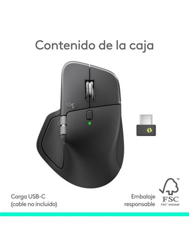 Logitech MX Master 4 Inalámbrico RF + Bluetooth 8000 DPI Grafito 8 Botones Ergonomía