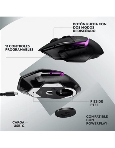 Logitech G G502 X Plus Lightspeed Ratón Inalámbrico RGB Gaming 25600 DPI Negro