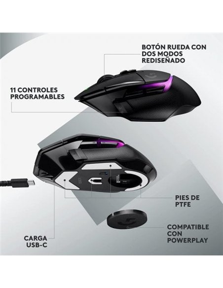 Logitech G G502 X Plus Lightspeed Ratón Inalámbrico RGB Gaming 25600 DPI Negro