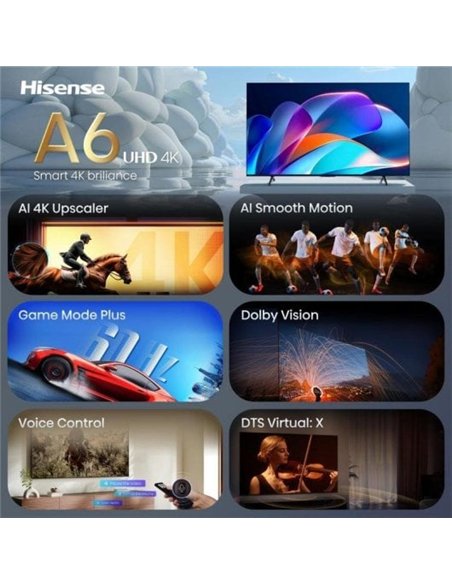 Hisense 43A6S 43" LED 4K UltraHD Smart TV VIDAA HDR10 Dolby Vision Televisor