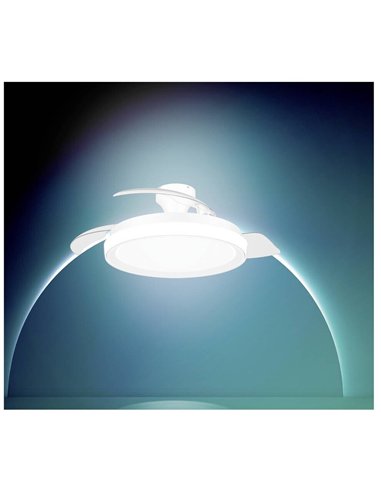 Philips Bliss Ventilador de Techo con Luz LED Regulable, Aspas Retráctiles y Mando, Blanco con Destellos