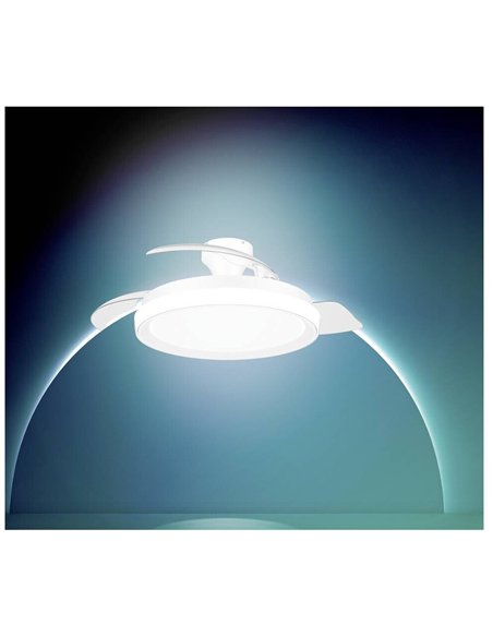 Philips Bliss Ventilador de Techo con Luz LED Regulable, Aspas Retráctiles y Mando, Blanco con Destellos