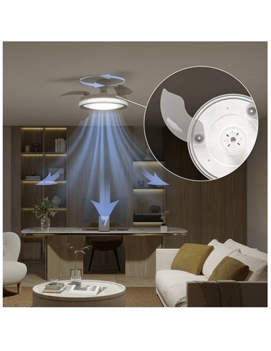 Philips Bliss Ventilador de Techo con Luz LED Regulable, Aspas Retráctiles y Mando, Blanco con Destellos