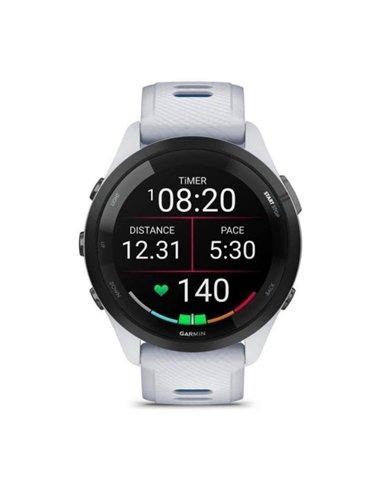 Garmin Forerunner 265 46mm Bisel Negro con Carcasa en Blanco, Correa de Silicona en Blanco/Azul