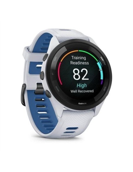 Garmin Forerunner 265 46mm Bisel Negro con Carcasa en Blanco, Correa de Silicona en Blanco/Azul