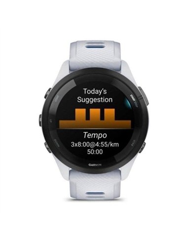 Garmin Forerunner 265 46mm Bisel Negro con Carcasa en Blanco, Correa de Silicona en Blanco/Azul