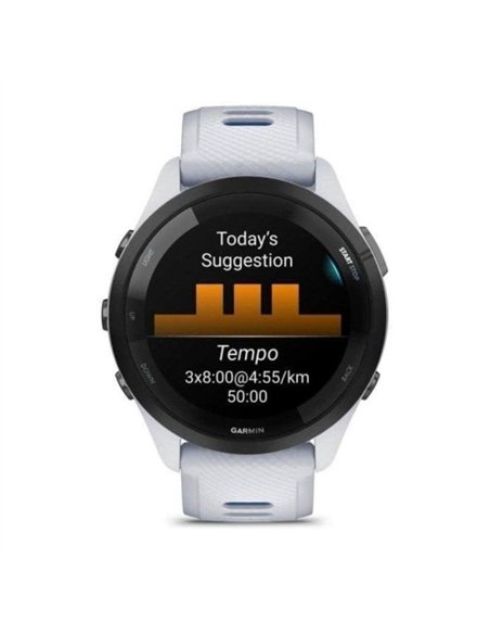 Garmin Forerunner 265 46mm Bisel Negro con Carcasa en Blanco, Correa de Silicona en Blanco/Azul