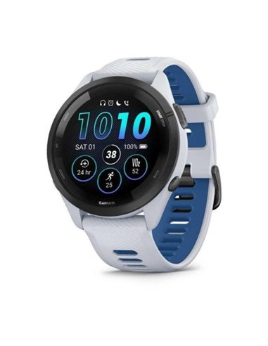 Garmin Forerunner 265 46mm Bisel Negro con Carcasa en Blanco, Correa de Silicona en Blanco/Azul