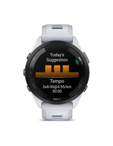 Garmin Forerunner 265 46mm Bisel Negro con Carcasa en Blanco, Correa de Silicona en Blanco/Azul