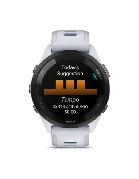 Garmin Forerunner 265 46mm Bisel Negro con Carcasa en Blanco, Correa de Silicona en Blanco/Azul