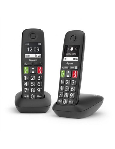Gigaset E290 Duo Pack de Teléfonos Inalámbricos Dect Negros