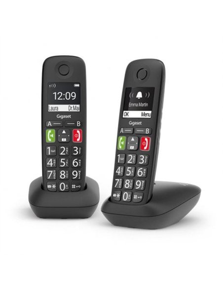 Gigaset E290 Duo Pack de Teléfonos Inalámbricos Dect Negros