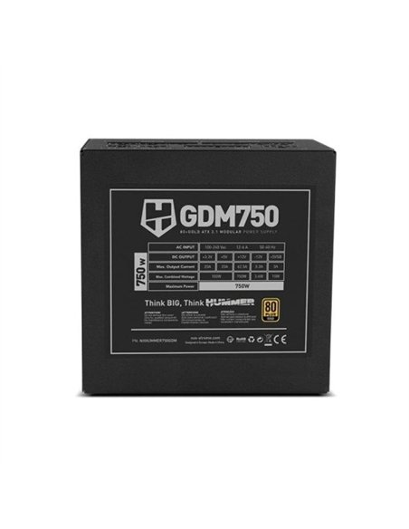Nox Hummer GDM 750W 80 Plus Gold ATX 3.1 Modular Fuente de Alimentación