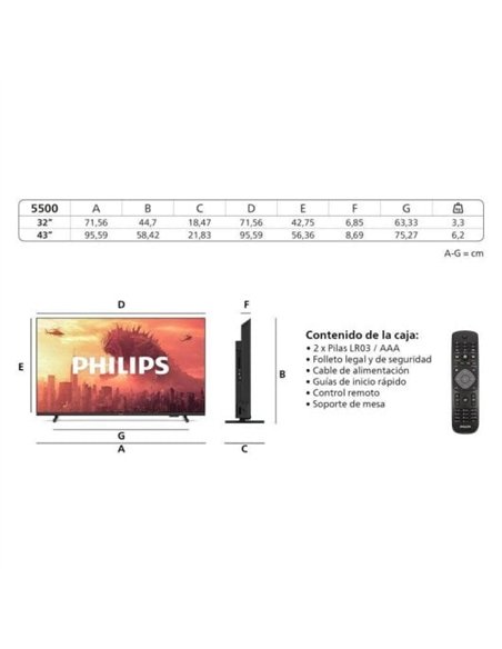 Philips 32PHS5500 32" LED HD HDR10 Dolby Audio Televisor