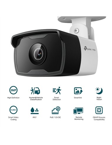 TP-Link VIGI C330I Cámara IP Bullet Exterior 2.8mm 3MP PoE