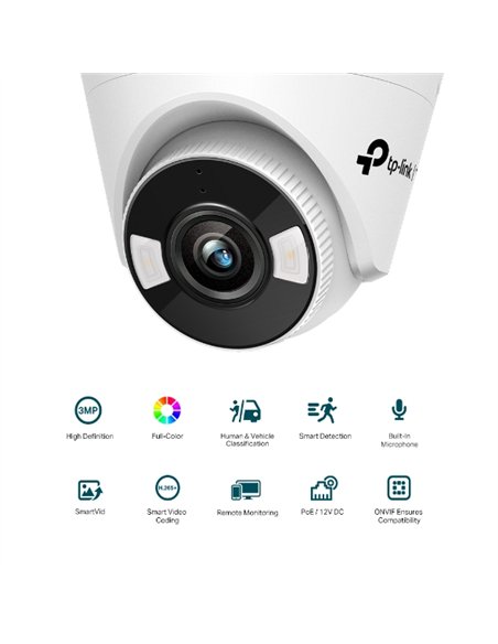 TP-Link VIGI C430 Cámara IP Turret Exterior 3MP Full Color Visión Nocturna PoE