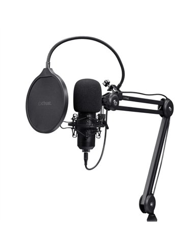 Trust GXT 270 Emita Ii+ Micrófono USB Cardioide con Brazo Ajustable Negro