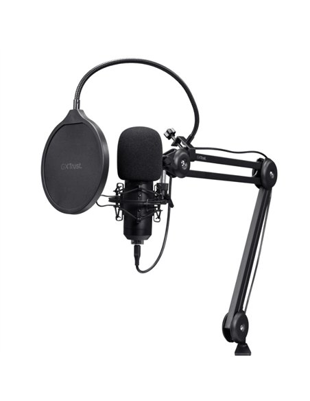 Trust GXT 270 Emita Ii+ Micrófono USB Cardioide con Brazo Ajustable Negro