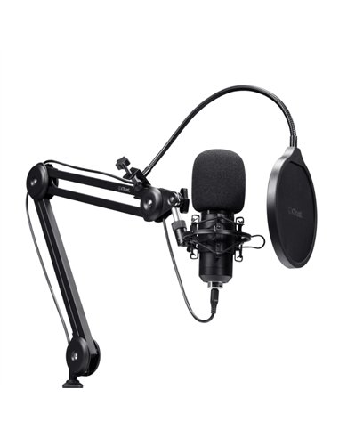 Trust GXT 270 Emita Ii+ Micrófono USB Cardioide con Brazo Ajustable Negro
