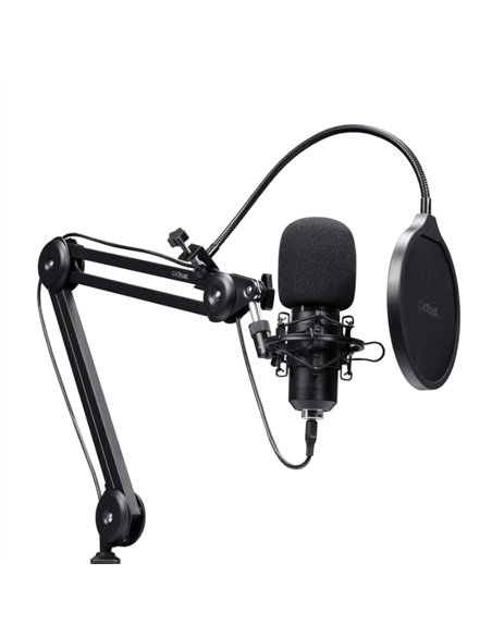 Trust GXT 270 Emita Ii+ Micrófono USB Cardioide con Brazo Ajustable Negro
