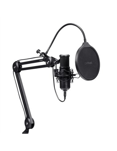 Trust GXT 270 Emita Ii+ Micrófono USB Cardioide con Brazo Ajustable Negro