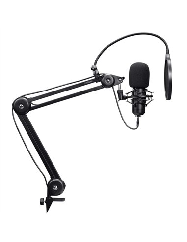 Trust GXT 270 Emita Ii+ Micrófono USB Cardioide con Brazo Ajustable Negro
