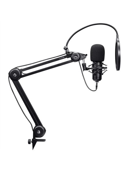 Trust GXT 270 Emita Ii+ Micrófono USB Cardioide con Brazo Ajustable Negro
