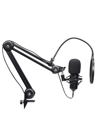Trust GXT 270 Emita Ii+ Micrófono USB Cardioide con Brazo Ajustable Negro