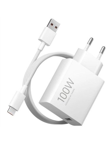 Xiaomi Cargador de Pared USB-A 100W Incluye Cable USB-A/C Blanco