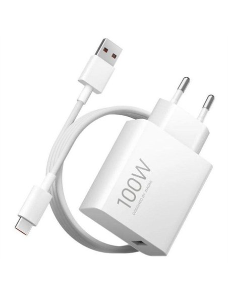 Xiaomi Cargador de Pared USB-A 100W Incluye Cable USB-A/C Blanco