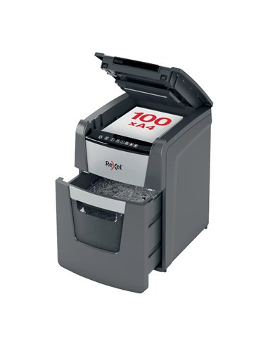 Rexel Optimum AutoFeed 100X Destructora de Papel Corte en Partículas P4 100 Hojas 34L