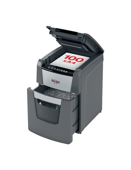 Rexel Optimum AutoFeed 100X Destructora de Papel Corte en Partículas P4 100 Hojas 34L