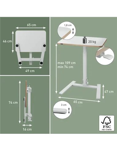 Leitz Ergo Escritorio de Pie y Sentado Plegable 65x46cm Blanco