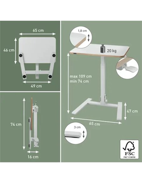 Leitz Ergo Escritorio de Pie y Sentado Plegable 65x46cm Blanco