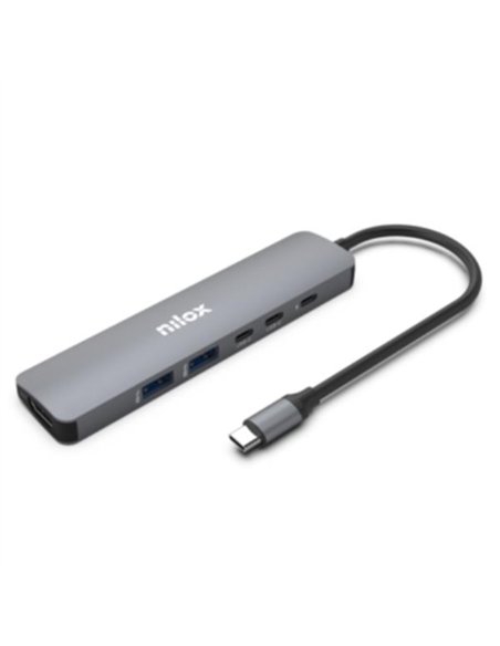Nilox NXDSUSBC09 Docking Station USB-C Slim 6 en 1 HDMI 4K 60Hz DisplayPort PD 100W