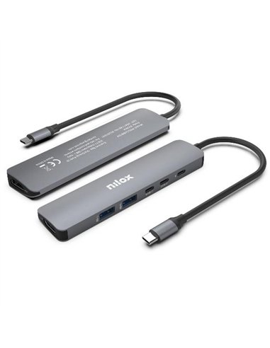 Nilox NXDSUSBC09 Docking Station USB-C Slim 6 en 1 HDMI 4K 60Hz DisplayPort PD 100W