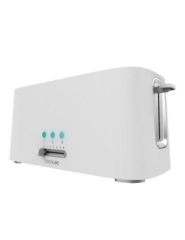 Cecotec Toast&Taste 16000 Extra Double White Tostadora de Doble Ranura Larga 1630W Blanca