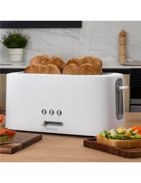 Cecotec Toast&Taste 16000 Extra Double White Tostadora de Doble Ranura Larga 1630W Blanca