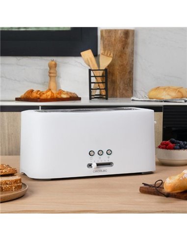 Cecotec Toast&Taste 16000 Extra Double White Tostadora de Doble Ranura Larga 1630W Blanca