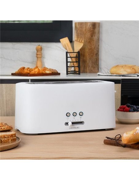Cecotec Toast&Taste 16000 Extra Double White Tostadora de Doble Ranura Larga 1630W Blanca