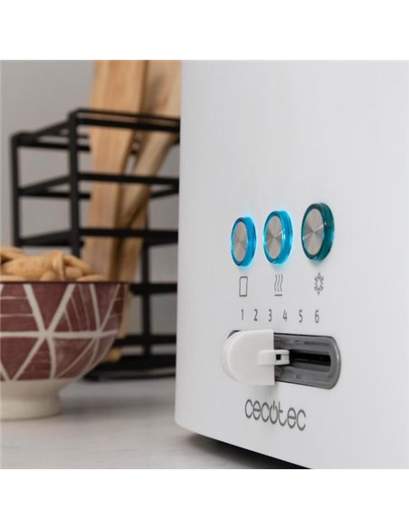 Cecotec Toast&Taste 16000 Extra Double White Tostadora de Doble Ranura Larga 1630W Blanca