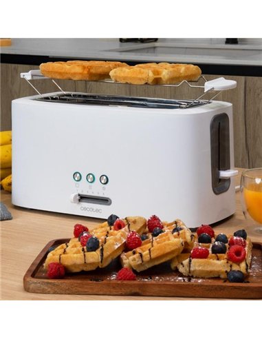 Cecotec Toast&Taste 16000 Extra Double White Tostadora de Doble Ranura Larga 1630W Blanca