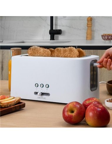 Cecotec Toast&Taste 16000 Extra Double White Tostadora de Doble Ranura Larga 1630W Blanca